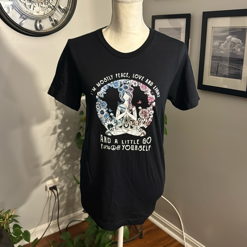 I’m mostly peace, love and light custom-made black T-shirt size small